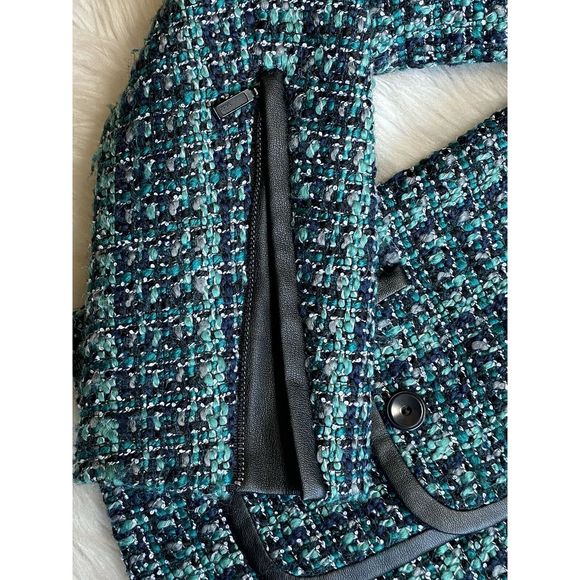 Hinge Seattle M Green Tweed Jacket Leather Trim - Picture 7 of 9